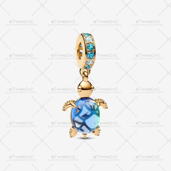 Pandora Sea Turtle Murano Glass Dangle Charm|Pendant - Picture 1 of 2
